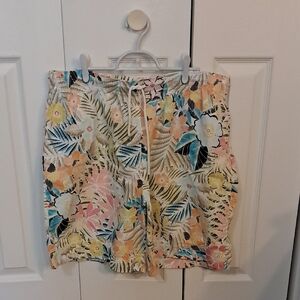 Coral Bay Tropical Floral Drawstring Shorts - Multicolor